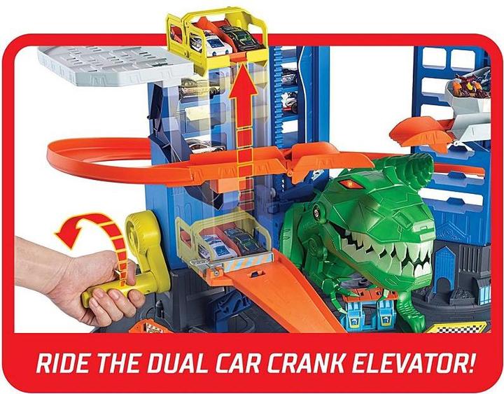 Actual product image Hot Wheels City Megacity Parking Garage with T-Rex Attack