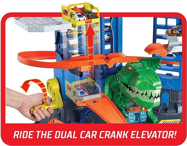 Produktbild Hot Wheels City Megacity Parkgarage mit T-Rex-Angriff