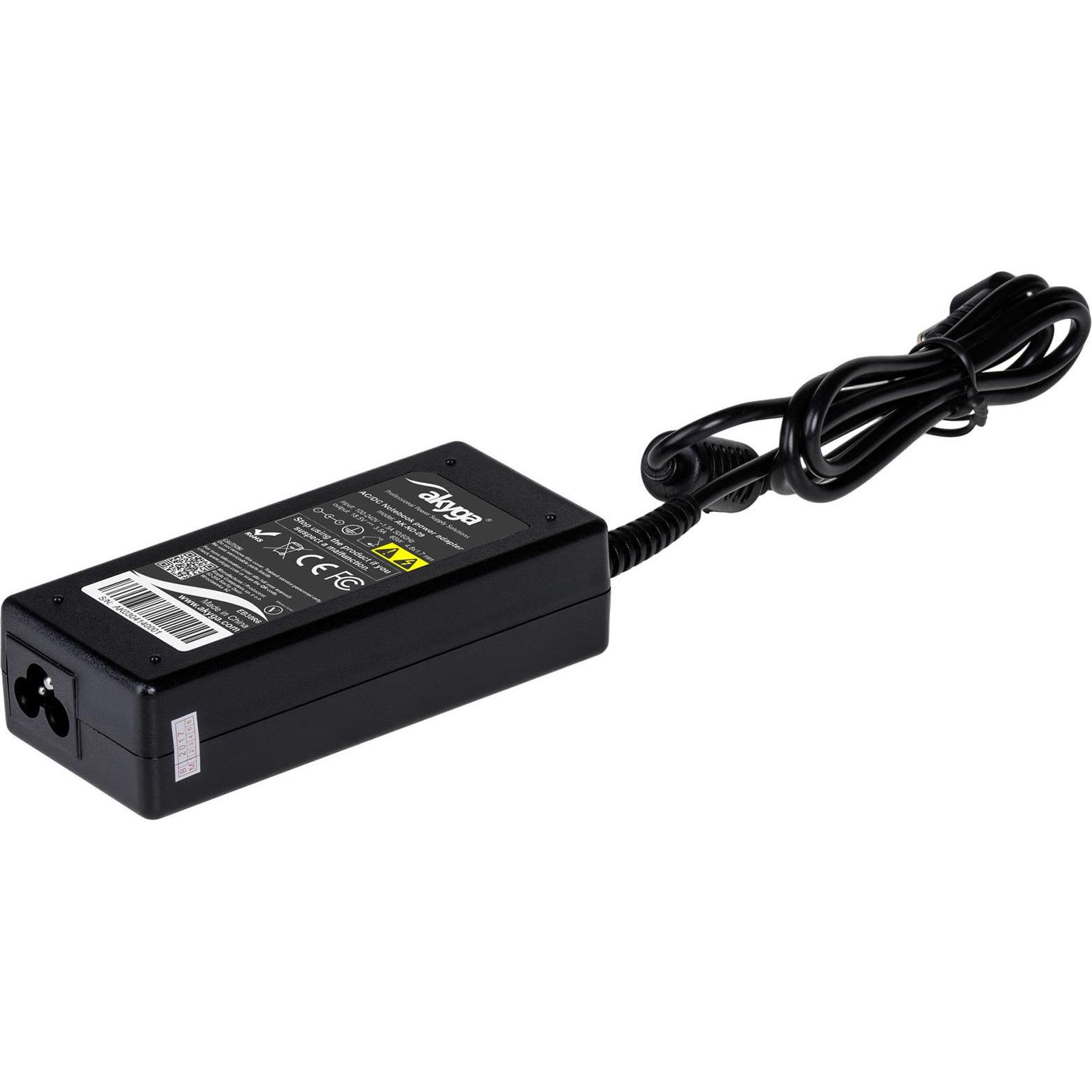 Akyga power supply for laptops Toshiba AK-ND-09 (65 W), Alimentatore per notebook, Nero