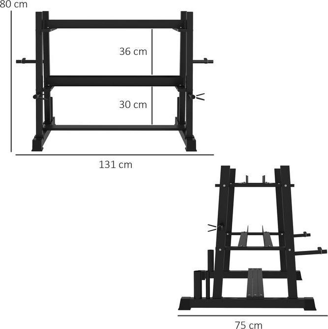 Actual product image Swisshandel24 Dumbbell rack, dumbbell rack with 3 shelves, dumbbell rack, load capacity up to 200 kg, steel, black