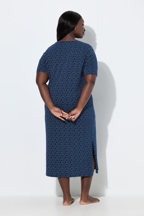 Immagine prodotto Ulla Popken Camicia da notte con cerchi, scollo a V e maniche lunghe (46)