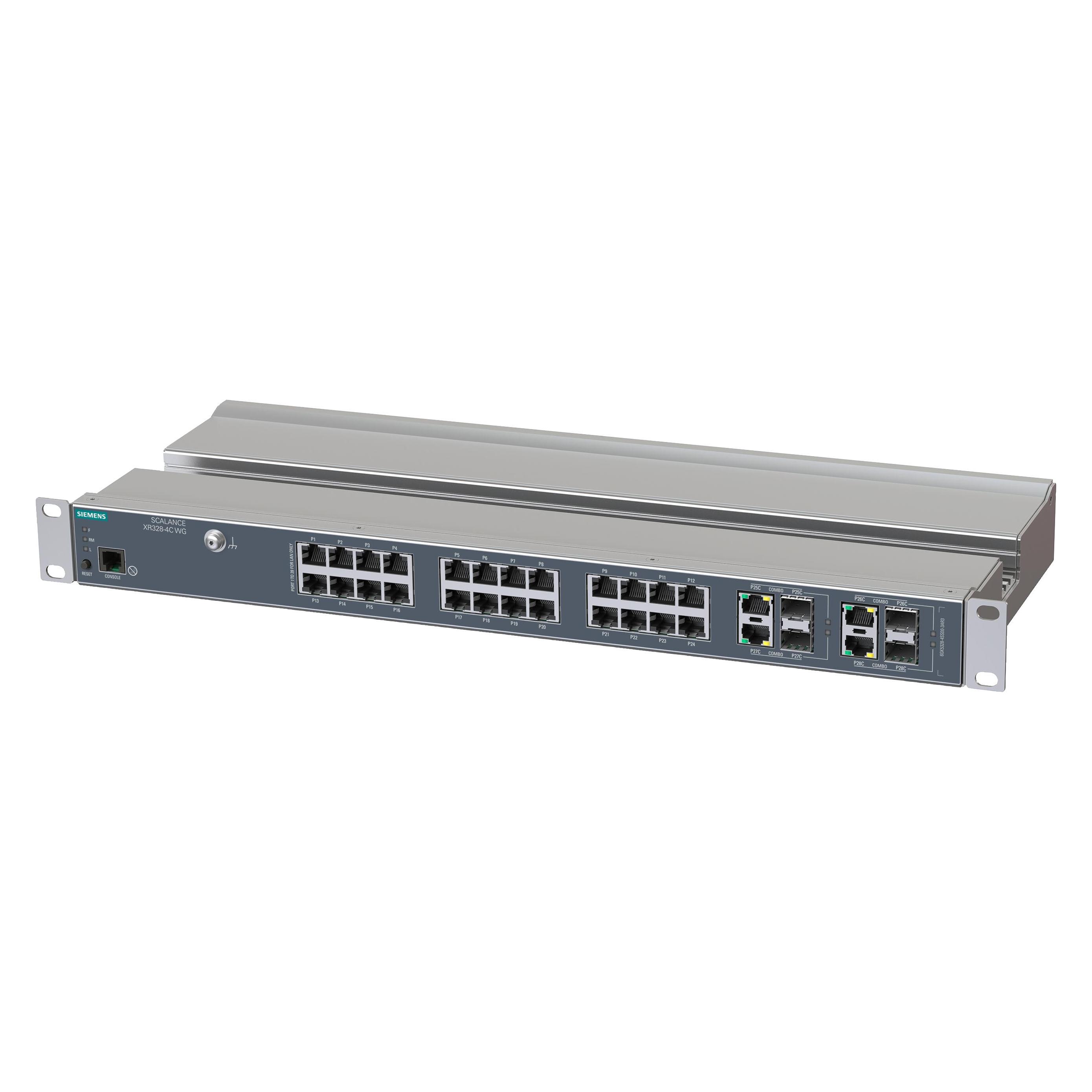 Siemens Industrial Ethernet Switch, RJ45-Anschlüsse 28, Glasfaseranschlüsse 4SFP, 1Gbps, Managed (28 Ports), Netzwerk Switch, Grau