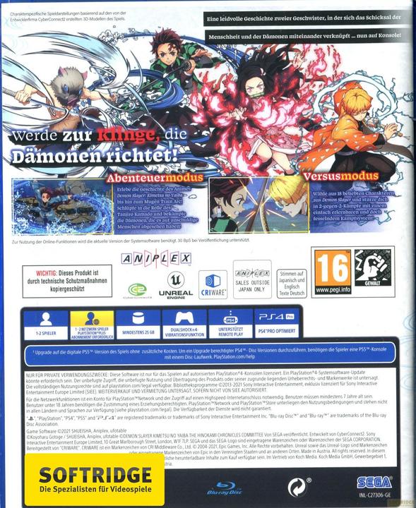 Immagine prodotto Atlus Demon Slayer: Kimetsu no Yaiba - The Hinokami Chronicles (PS4, DE)