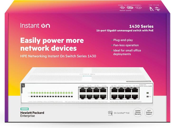 Immagine prodotto HPE Switch Aruba Instant On 1430 PoE R8R48A (16 porte)