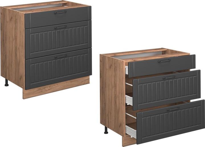 Dunkelgrau, Dunkelgrau Landhaus, Goldkraft Eiche, Grau, Marble-Weiss