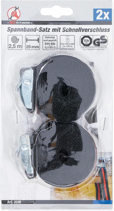 Image du produit BGS Spannband-Satz mit Schnellverschluss 2,5 m x 25 mm 2-tlg.