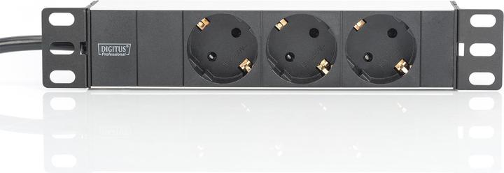 Image du produit Digitus Bande de prises 3 fois 25,4cm 10 pouces noir avec support d'installation (3 x, CEE 7/3, 2 m)