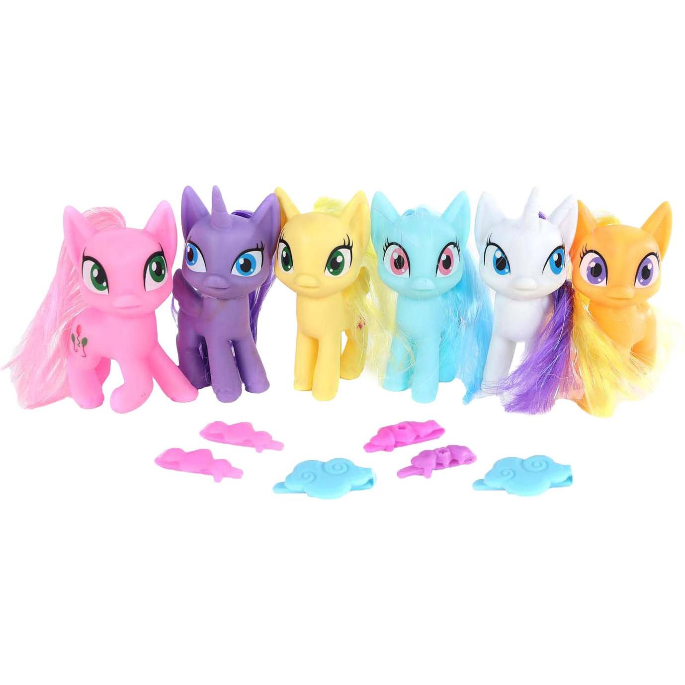 Einhornfigur mit Haaren und drehbarem Kopf mit Zubehör, 9cm