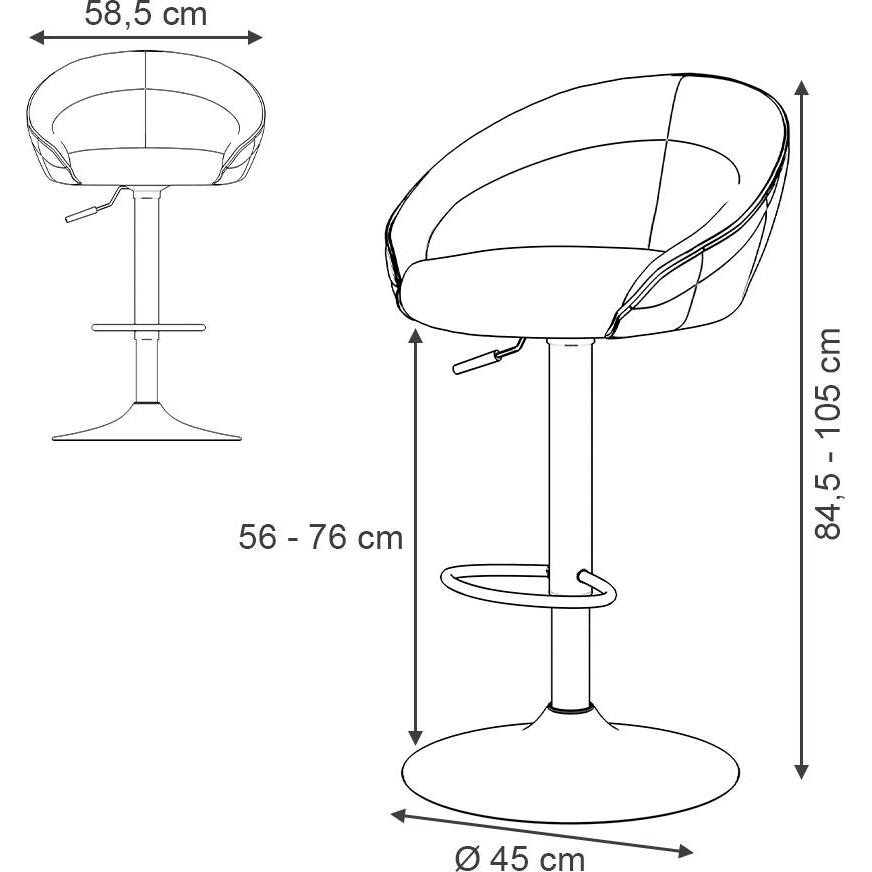 Thumbnail - Vichy, Barhocker, Barhocker Goldamo, Anthrazit/Schwarz, 58.5 x 84.5 cm 2er-Set