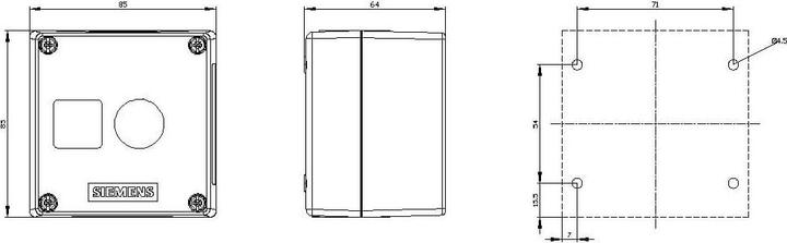 Produktbild Siemens Enclosure for command devices, 22mm (Gehäuse)