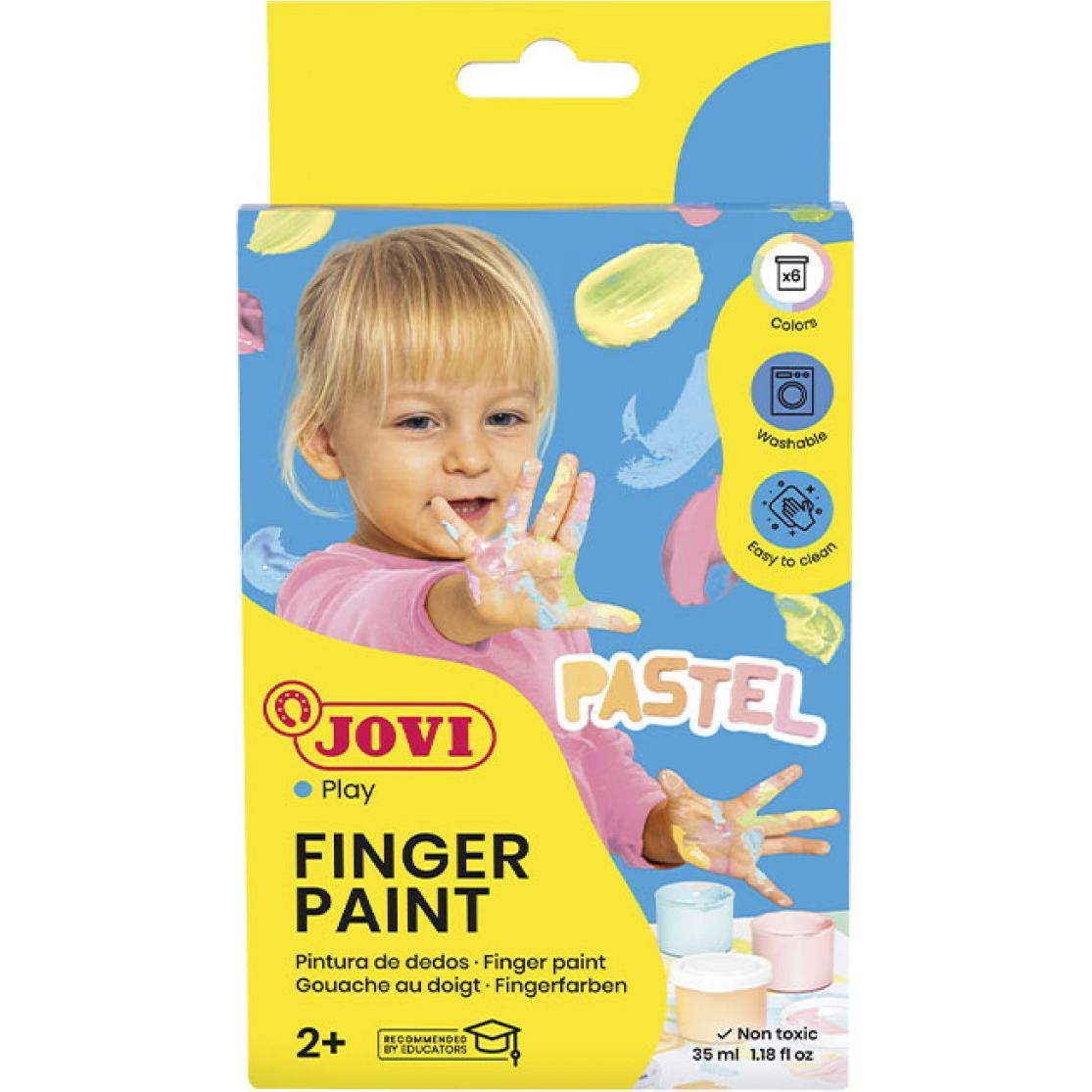 Thumbnail - Jovi, Künstlerfarbe + Bastelfarbe, Fingerfarben Pastell, 6 Dosen a 35 ml in Kartonverpackung (Pastellrosa, Pastellgelb, ...