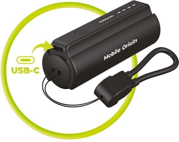 Image du produit Mobile Origin 5000mAh Compact PowerBank PB7 with Flashlight and USB-C Cable (5000 mAh)