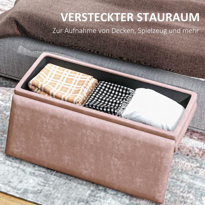 Actual product image Swisshandel24 Sitzbank Polsterbank, mit Stauraum, Stahl, 100 x 37,5 x 42 cm, Rosa (100 cm)