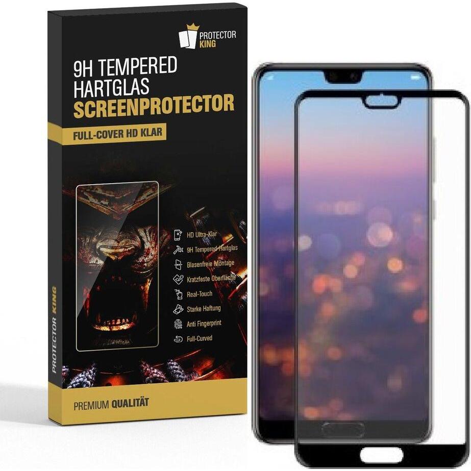 Protectorking 1x echtes Tempered 9H Panzerhartglas 3D KLAR (1 Stück, Huawei P20), Smartphone Schutzfolie