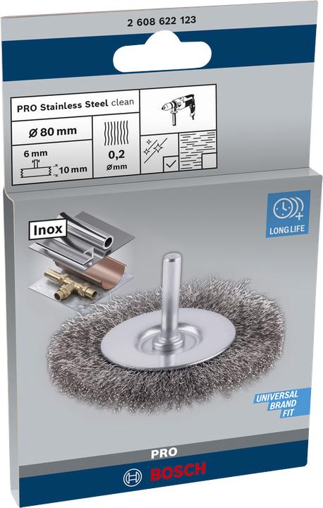 Produktbild Bosch Professional Zubehör PRO Stainless Steel clean Scheibenbürste, gerader Schaft, 80 x 0,2 mm