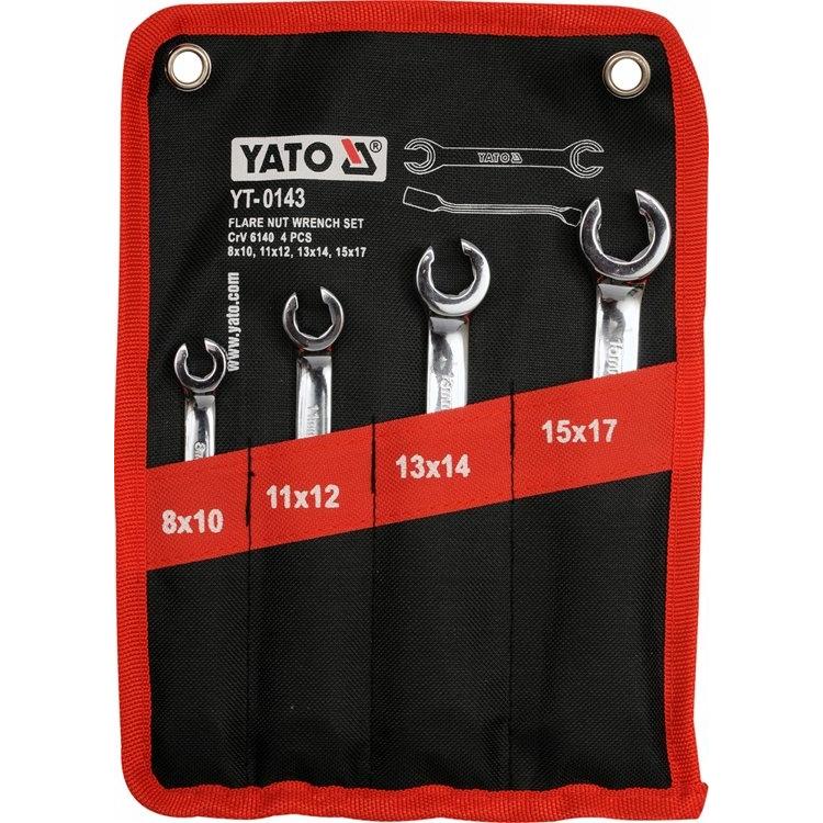 Yato, Schraubenschlüssel, Ringmaulschlüssel Set 4tlg. halboffen, 8-17mm Maul-Ring-Schlüssel inkl. Tasche (17 mm, 8 mm, 1...