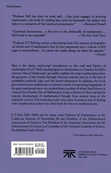 Produktbild Men of Mathematics (Englisch, E. T. Bell, 1986)