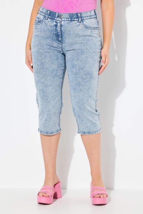 Produktbild Ulla Popken Capri Sarah, Denimsweat, Jeansoptik, Gürtelschlaufen (52)