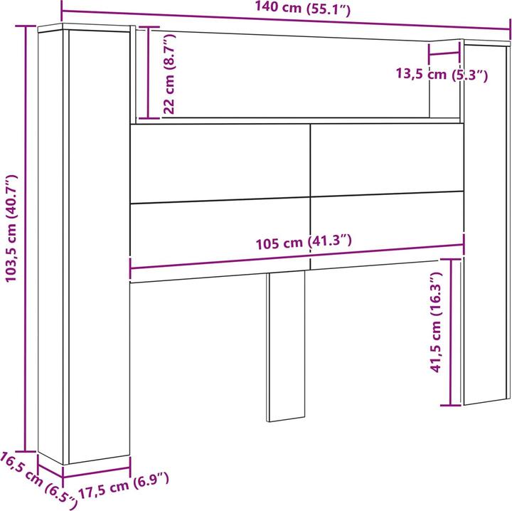 Produktbild vidaXL Kopfteil Schrank (16.50 x 16.50 x 103.50 cm)