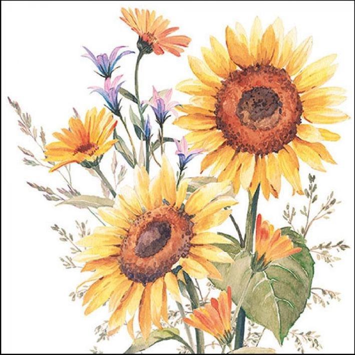 Thumbnail - Ambiente, Servietten, Serviette "Sunflowers" 33 x 33 cm 20er Packung (20 x, 33 x 33 cm)