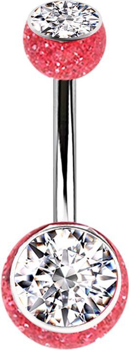 Immagine prodotto Star Piercing Banana argento con due sfere glitterate rosso cristallo argento (Materiale sintetico, senza ottone, Acciaio chirurgico 316L)