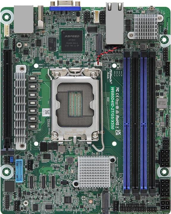 Image du produit AsRock W680D4ID-2T/G5/X550 (LGA 1700, Intel W680, Deep Mini-ITX)