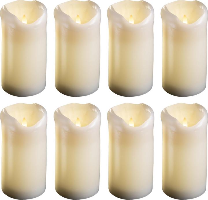 Actual product image Novaliv 8x large LED pillar candle with timer - 7.5cm diameter 15cm height - 2 AA batteries required LED (8 x)