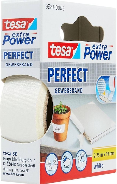 Actual product image tesa EXTRA POWER PERFECT fabric tape, fabric-reinforced duct tape (19 mm)