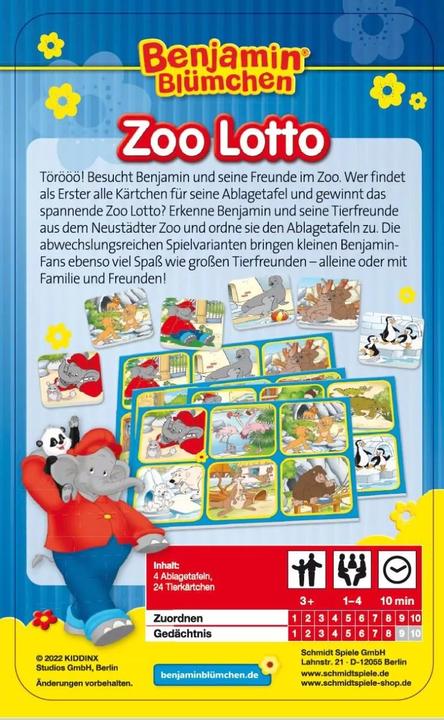 Image du produit Schmidt Spiele Benjamin Blümchen Zoo Lotto Metalldose (Allemand)