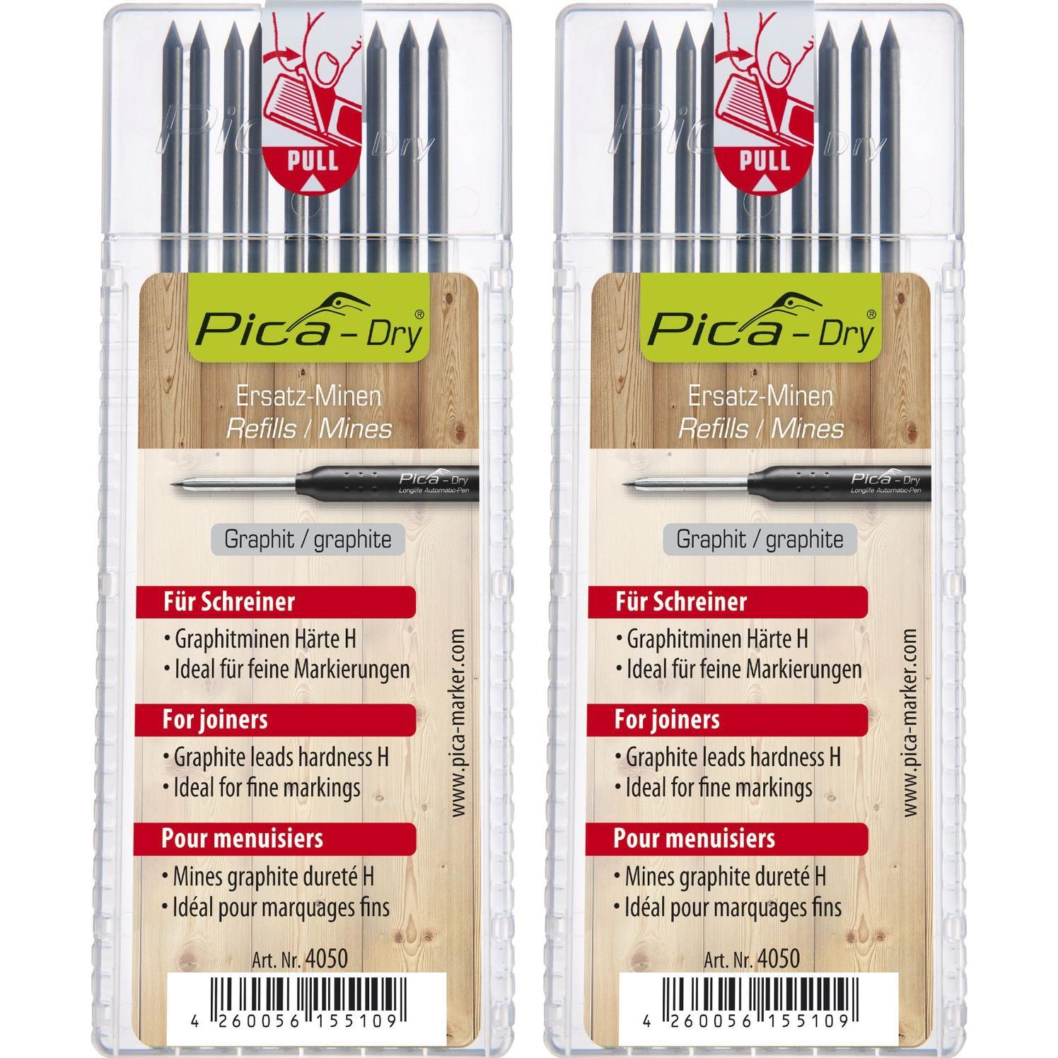 Pica, Ersatzpatrone, Ersatzminen-Set Dry Härte H für Tischler Inhalt 20 Stück