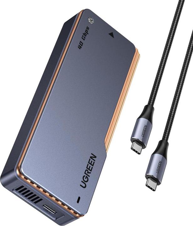 Ugreen - Hard Drive Enclosure (65727) - M.2 NVMe/SSD, 40Gbps, 8TB, with Type-C Cable - Grey (M.2)