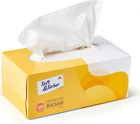 dm Soft&Sicher Taschentücher Box Balsam 4-lagig
