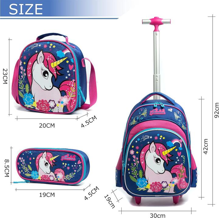 Immagine prodotto HTgroce Einhorn Schultrolley für Kinder mit Zubehör-Set (24 l)