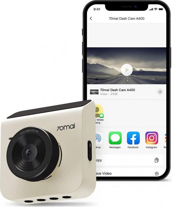 Actual product image 70mai A400 (Wi-Fi, Built-in display, GPS receiver, Rechargeable battery, Bluetooth, Accelerometer, QHD)