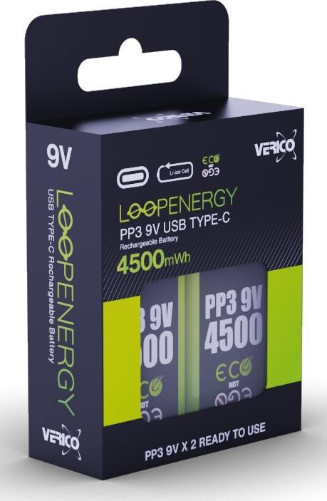 Actual product image Verico Loop Energy (2 pcs., 9V Block, 500 mAh)
