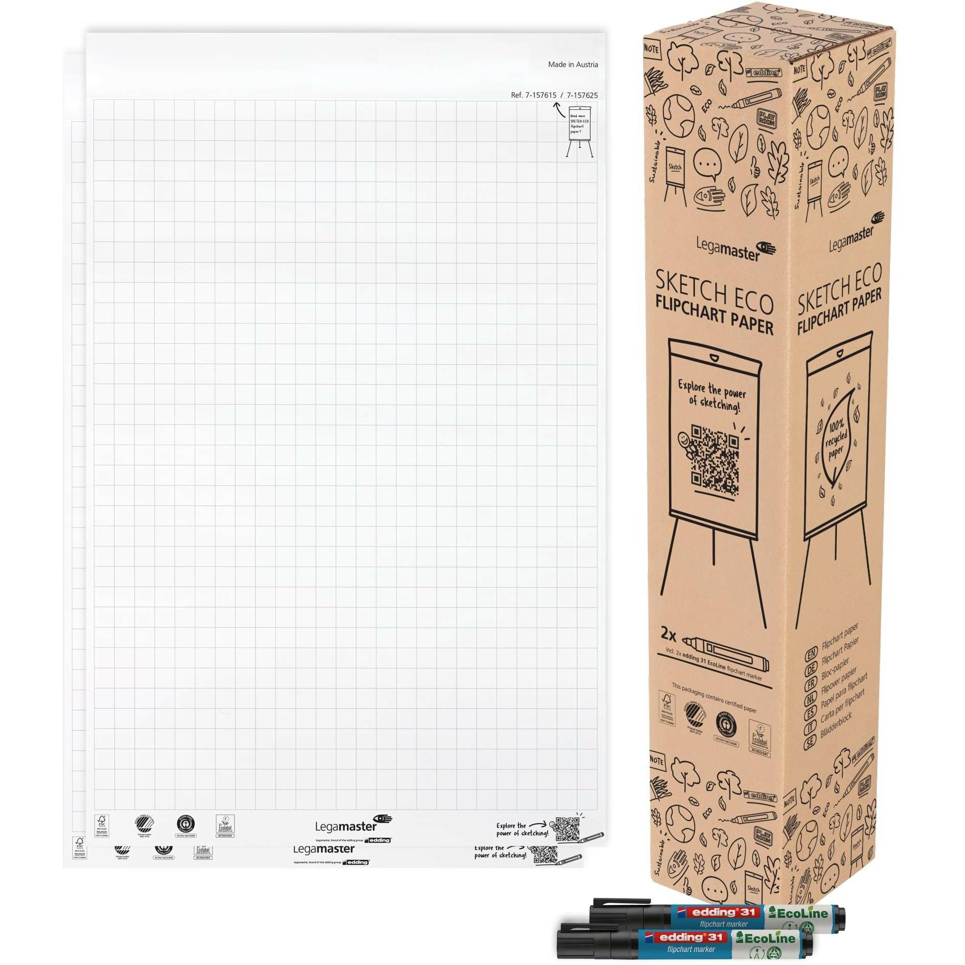 Legamaster, Zubehör Präsentieren, Flipchartblock 2x 50BL kariert im KA