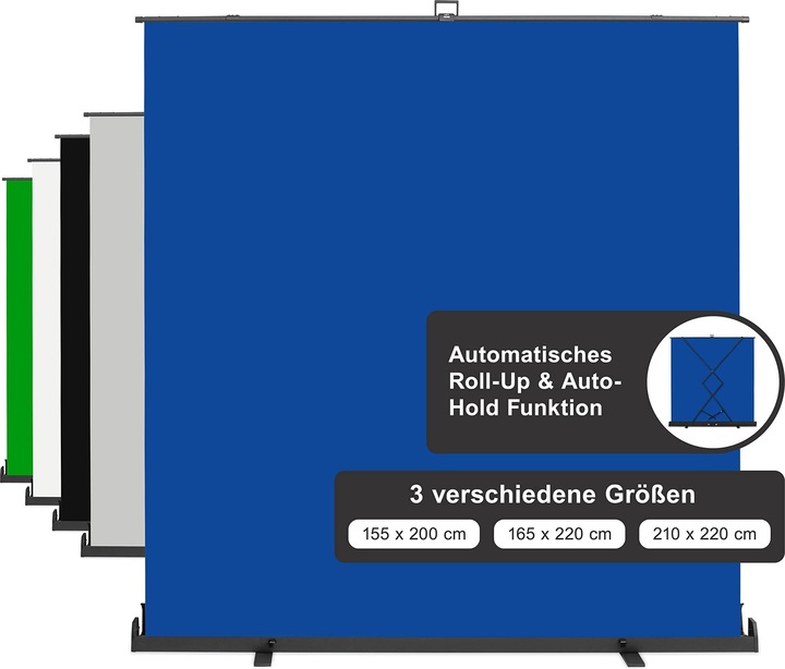 Produktbild Walimex pro Roll-up Panel Hintergrund blau 210x220 (220 cm, 220 cm)
