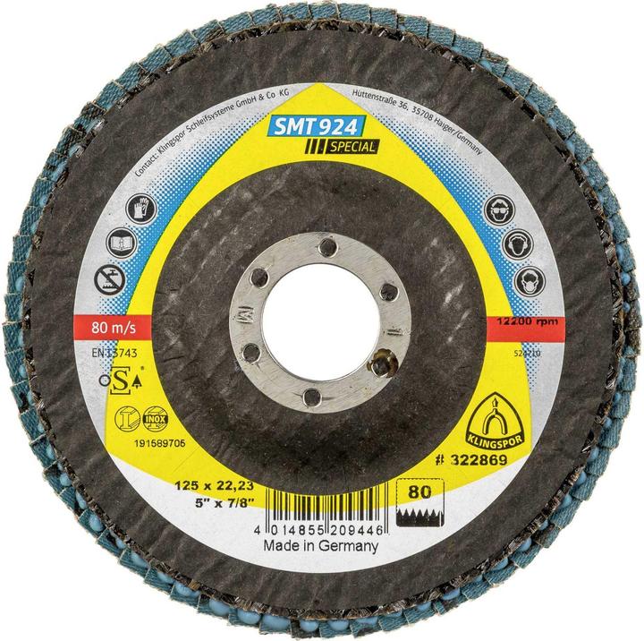 Produktbild Klingspor SMT 924 Schleifmop- teller 125x22,23 mm Korn 80 gew (80)