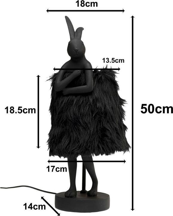 Produktbild Kare Design Tischleuchte Animal Rabbit Fur Schwarz/Gold 50cm (E14)