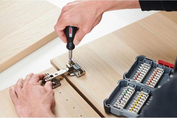 Actual product image Bosch Professional Bit Set Extra Hard 44+1 (PH1 / PH2 / PH3 / PZ1 / PZ2 / PZ3 / HEX3 / HEX4 / HEX5 / HEX6 / T10 / T15 / T20 / T25 / T27 / T30 / T40 / SL3 / SL4 / SL5 / SL6 / TH10 / TH15 / TH20 / TH25 / TH27 / TH30 / TH40)