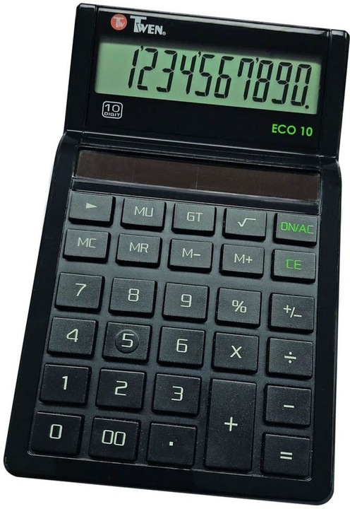 Image du produit Twen Calculatrice de bureau Eco 10, à énergie solaire, écran 10 chiffres, fonction MU & GT (Cellules solaires)