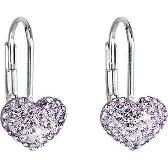 Evolution Group, Ohrringe, Heart earrings with crystals 31125.3 violet (L)