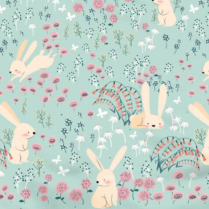 Produktbild Kaeppel Biber Bettwäsche Bunnys jade (Duvetbezug, 135 x 200 cm, 80 x 80 cm)