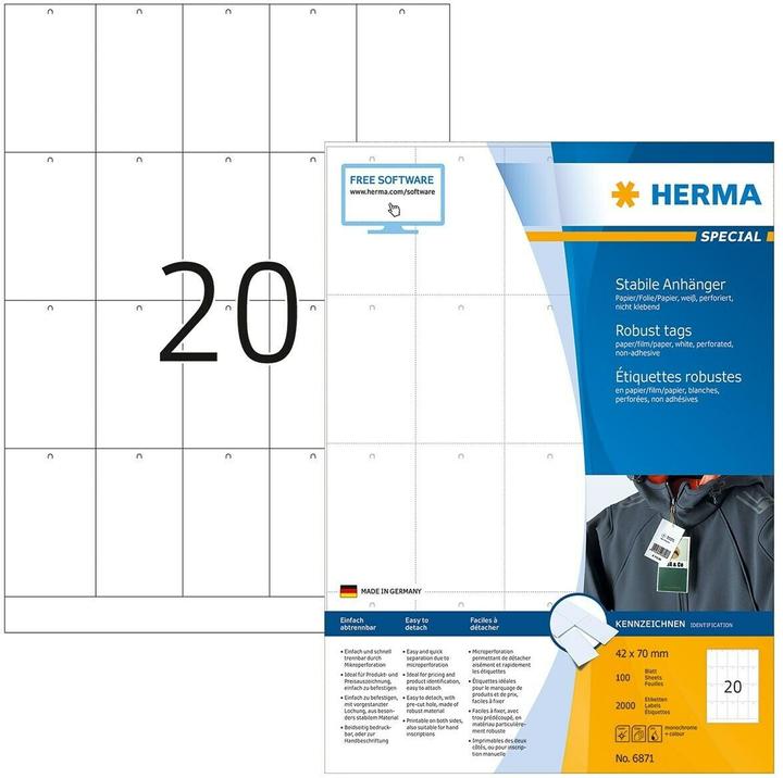 Produktbild HERMA Anhänge-Etiketten A4