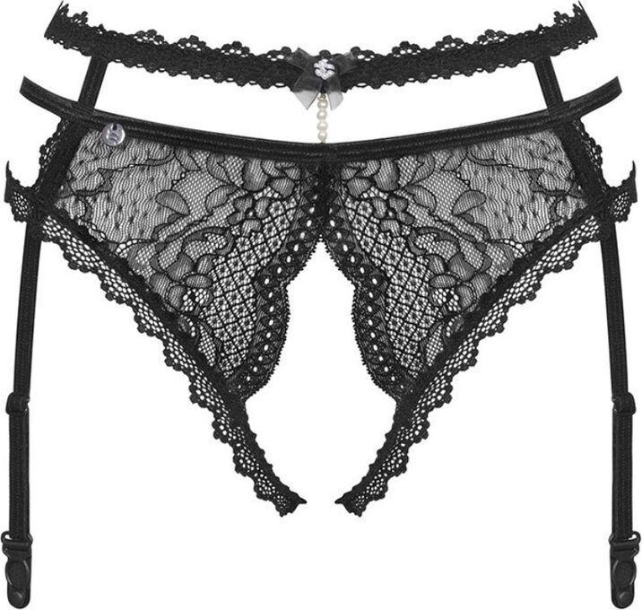 Produktbild Obsessive Pearlove Strumpfhaltergürtel mit offenem Schritt Schwarz (XXL)