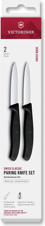 Actual product image Victorinox Swiss Classic, paring knife set, 2pcs, 8cm, straight/wavy, pointed tip, black, box (8 cm)