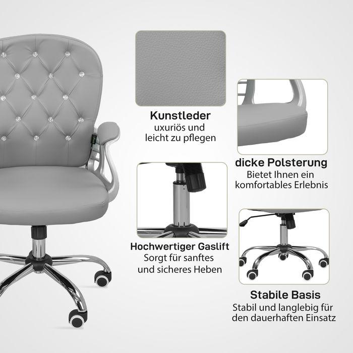 Image du produit Swisshandel24 Bürostuhl, Ergonomisch Schreibtischstuhl mit Armlehne, Gepolsterter Rückenlehne Hellgrau (49 - 58 cm)