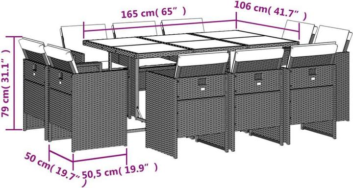 Actual product image vidaXL Garten Essgruppe (165 x 106 x 73 cm)