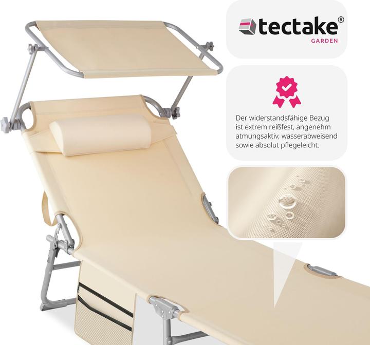 Image du produit tectake Bain de soleil Chloé 4 positions avec appui-tête et pochette (161 cm)