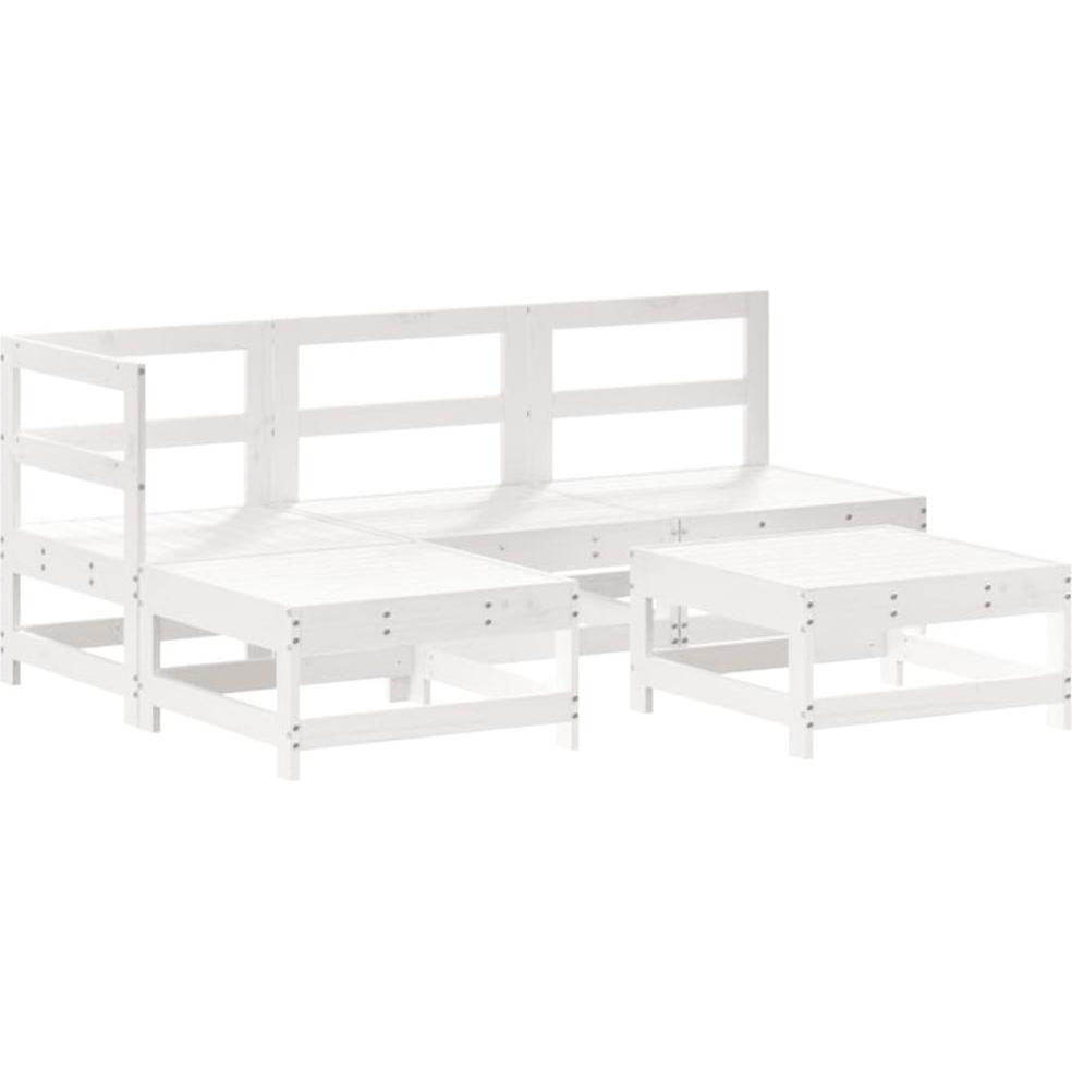 VidaXL, Gartenlounge, 5-tlg. Garten-Lounge-Set Weiss Massivholz Kiefer,Farbe